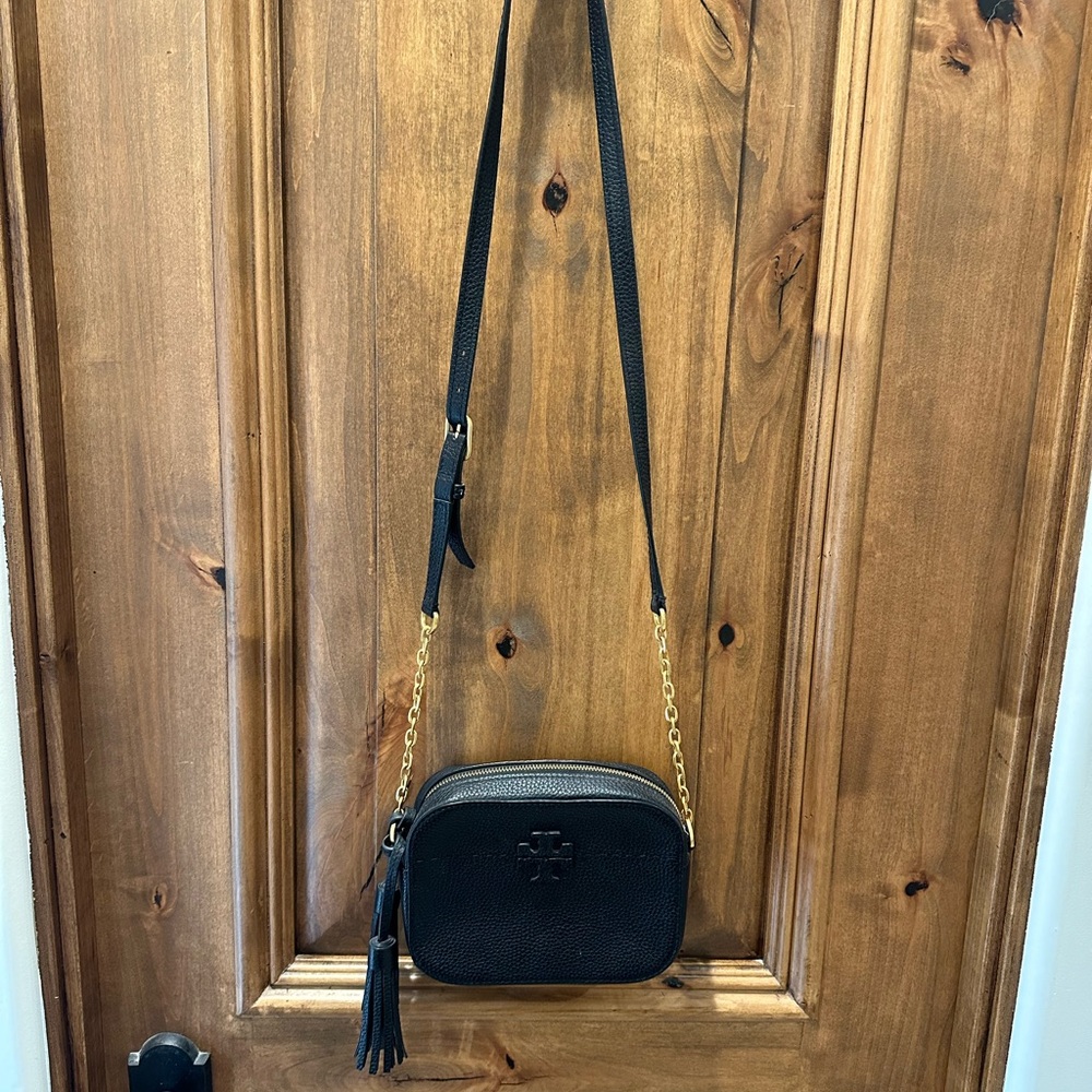 Tory Burch black pebbled leather crossbody